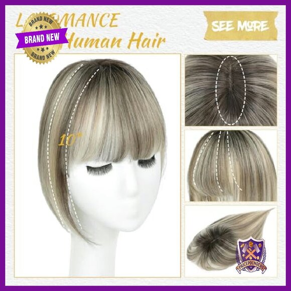 10 Inch Human Hair Topper with Bangs for Thinning Hair Swiss Base main image 6